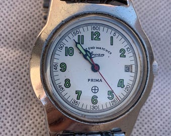Vintage West End Watch Co Prima, manual stainless steel watch White Dial, Swiss Made