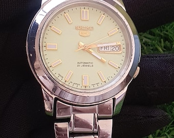 Orologio automatico Seiko 5 vintage, orologio con quadrante luminoso in acciaio inossidabile