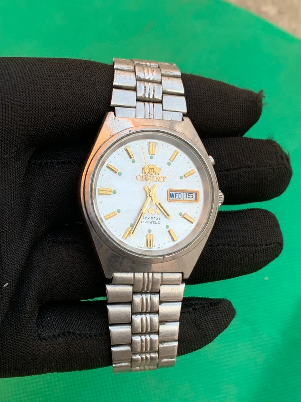 Vintage Orient 3 Stars Crystal Automatic 21 Jewels Men Wristwatch
