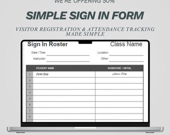 Excel Sign in Sheet Template | Event Guest List | Attendance Tracker ...