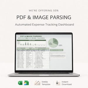 Automatisierter Ausgaben-Tracker | Quittungsscanner-Arbeitsblatt | PDF-Parser Dashboard | Monatliches Ausgabentagebuch | Excel Google Sheets AI-Tool