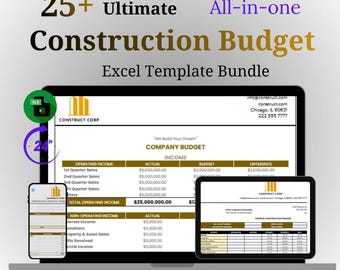 25+ Construction Budget Templates Bundle | Contractor, Building & Project Planner Spreadsheets