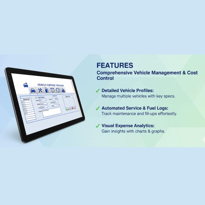 Vehicle Expense Tracker Excel Template Car Maintenance Log Fuel Tracker ...