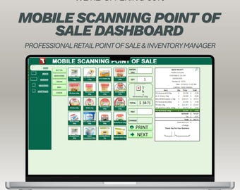 Excel-sjabloon voor mobiel scannen verkooppunt | Geautomatiseerde inventaris kassasysteem Spreadsheet| Dashboard voor digitale ontvangst en logboek