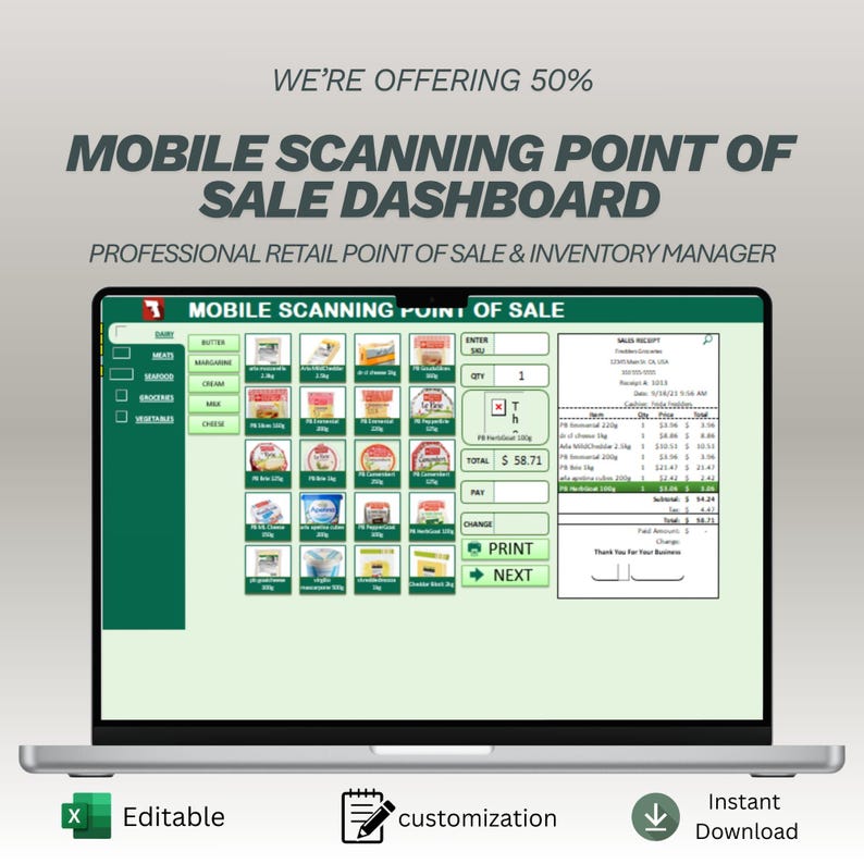 Mobile Scanning Point of Sale Excel Template | Automated Inventory POS ...