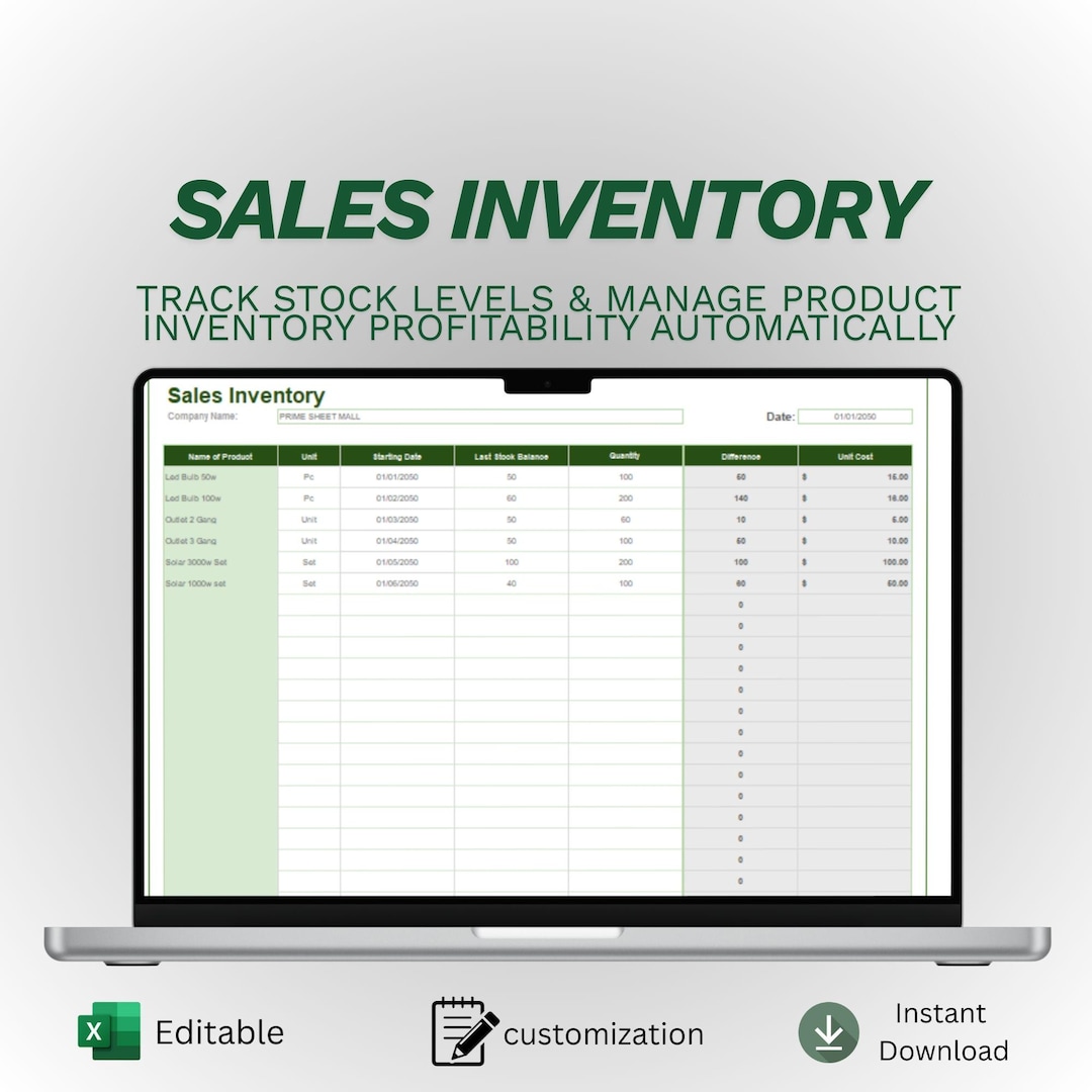 Sales Inventory Template Excel | Product Stock Tracker | Small Business ...