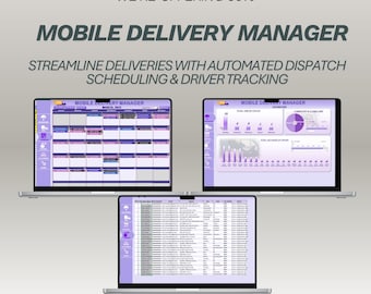 Mobile Delivery Manager-spreadsheet | Geautomatiseerde verzendingsplanning en chauffeurtracker | Sjabloon logistiek management