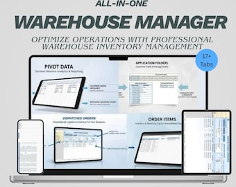Excel-sjabloon magazijnvoorraadbeheer | Spreadsheet voor voorraadtracering, geautomatiseerd inventarissysteemlogboek - professionele dashboardtool