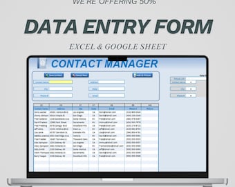 Excel-sjabloon gegevensinvoerformulier | Geautomatiseerd blad voor gegevensverzameling en tool voor recordbeheer | Excel-invoerformulier voor Google Spreadsheets