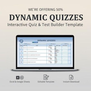 Quiz & Test Builder Spreadsheet | Interactive Assessment Creator Multiple Choice Generator | Automated Exam Tool Template
