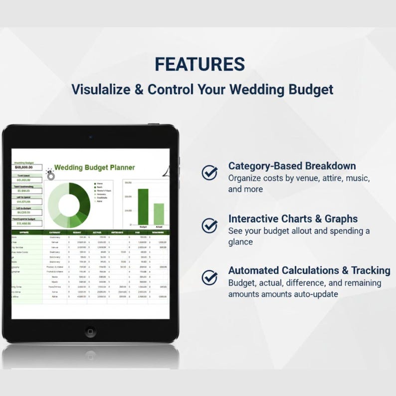 Wedding Budget Planner Excel Template | Automated Expense Tracker ...