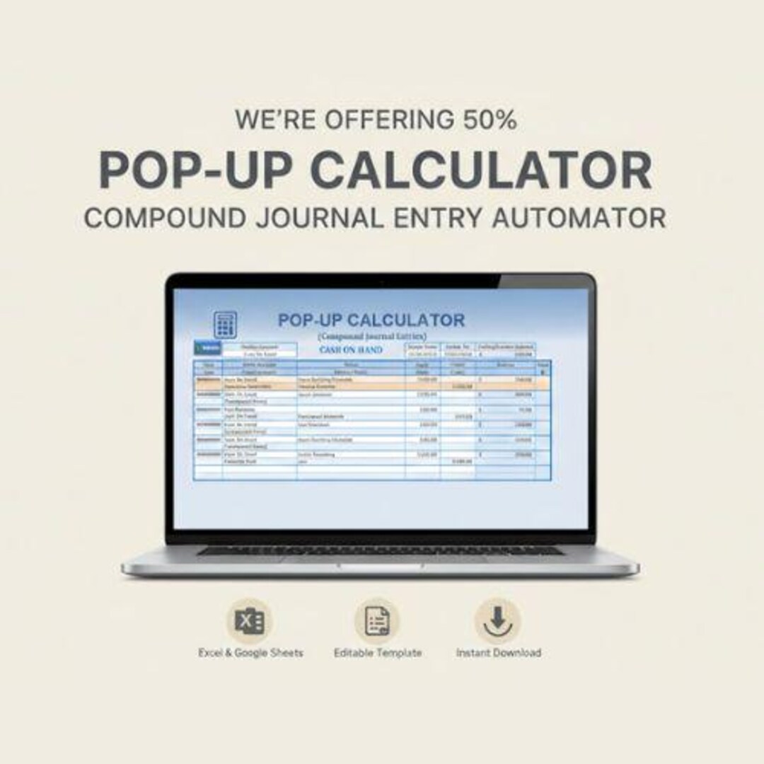 Compound Journal Entry Excel Template With Pop-up Calculator ...