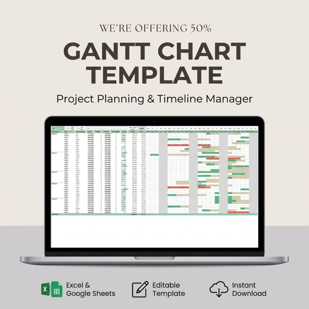 Gantt Chart Template | Project Planning Spreadsheet | Timeline Manager ...