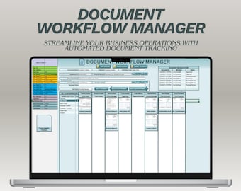 Document Workflow Manager Spreadsheet | Business Process & File Approval Tracker | Google Sheets Document Control Dashboard