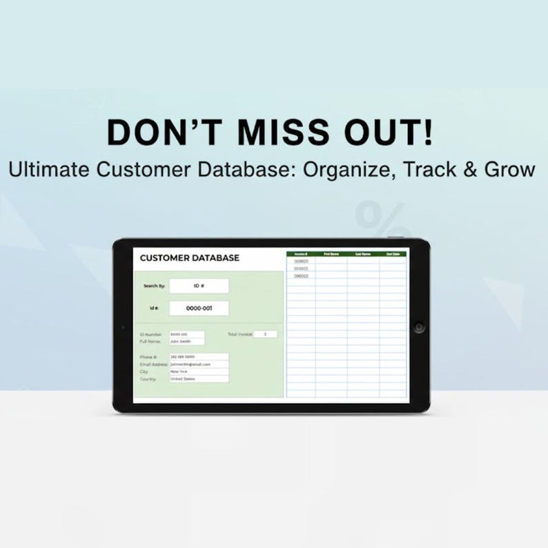 Customer Database Excel Template & Google Sheets | Client Management ...