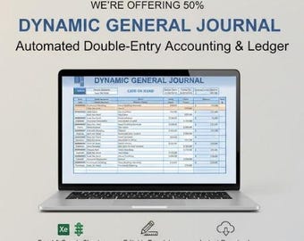 Excel-sjabloon voor dagboeken | Geautomatiseerd grootboek met dubbele invoer | Tracker voor boekhouding en financiën