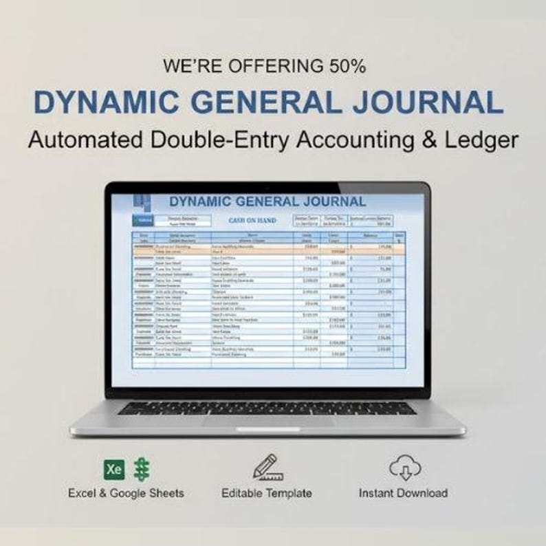General Journal Excel Template | Automated Double Entry Accounting ...