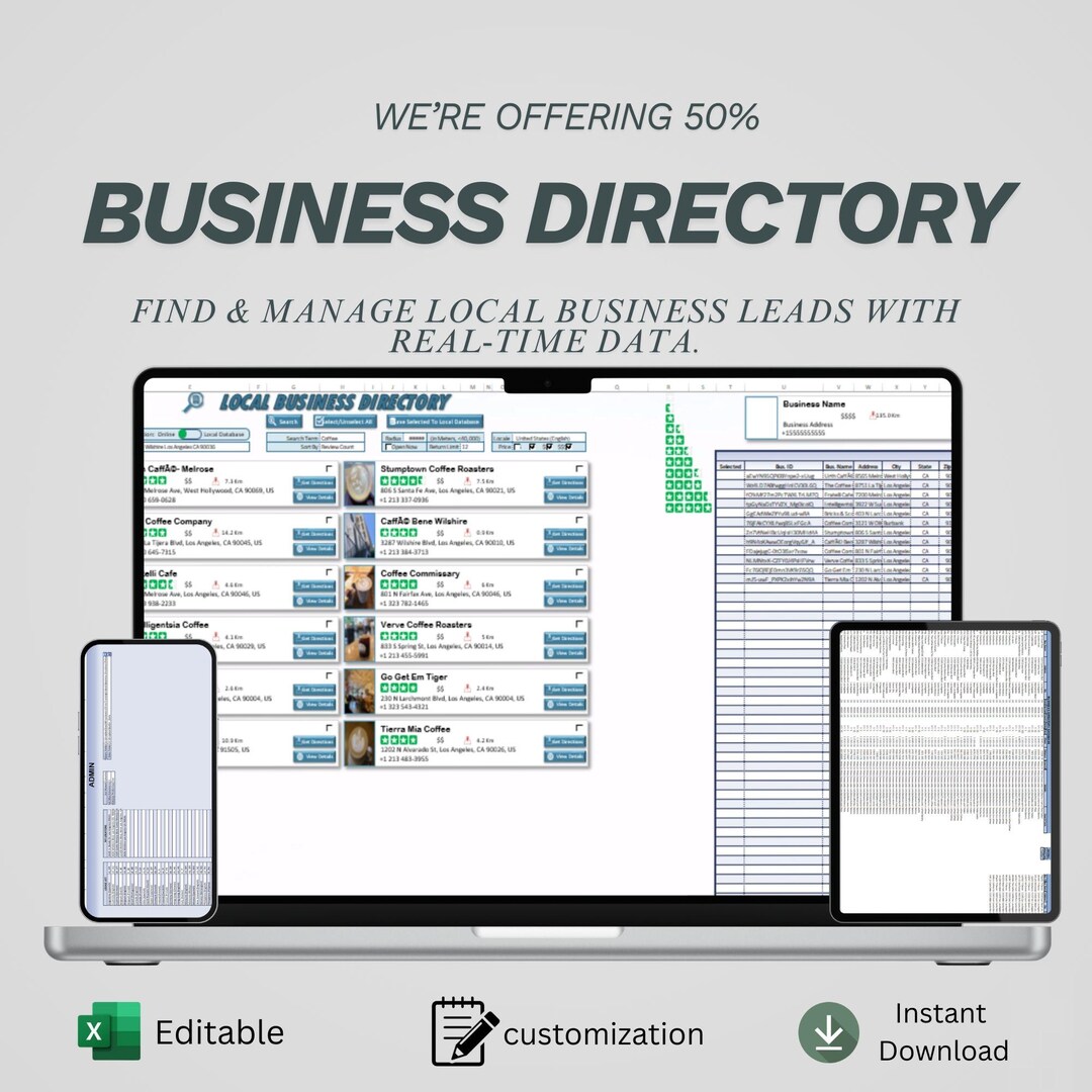 Excel Local Business Directory Spreadsheet | Lead Generation Tracker ...