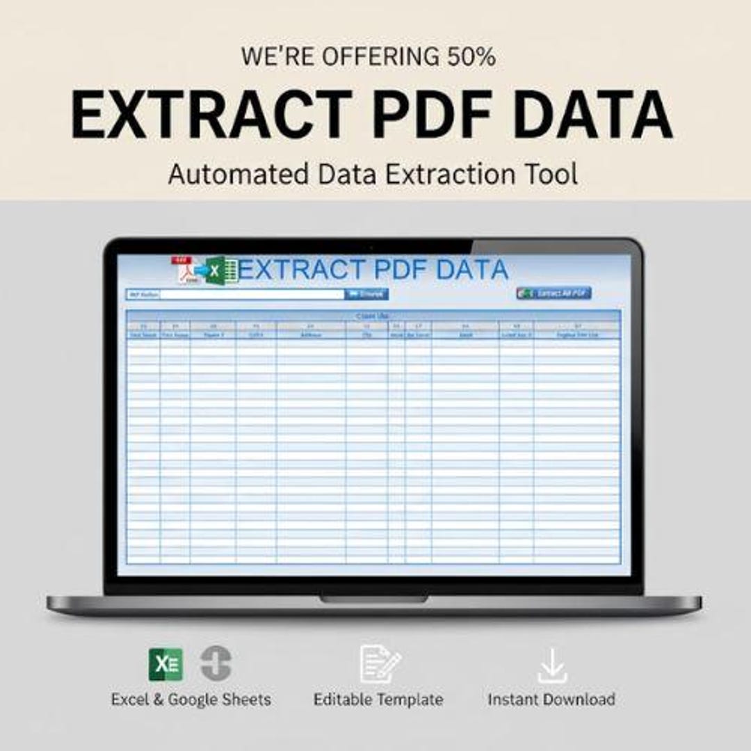 PDF to Excel Data Extractor Spreadsheet | Automated Converter ...