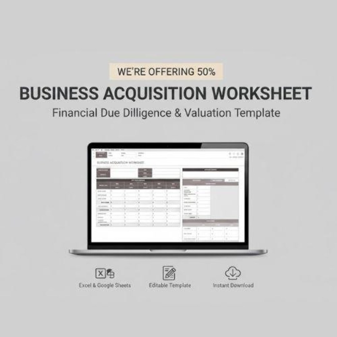Business Acquisition Worksheet Excel Template | Financial Due Diligence ...