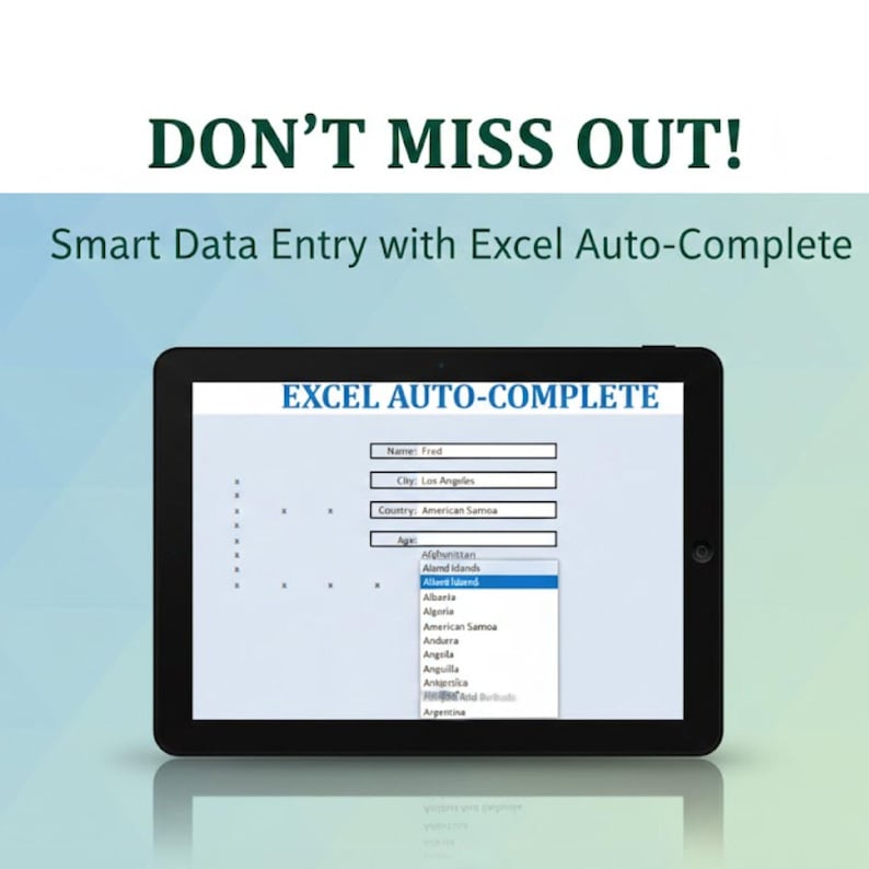 Excel Auto-complete Spreadsheet | Smart Data Entry Form Template ...
