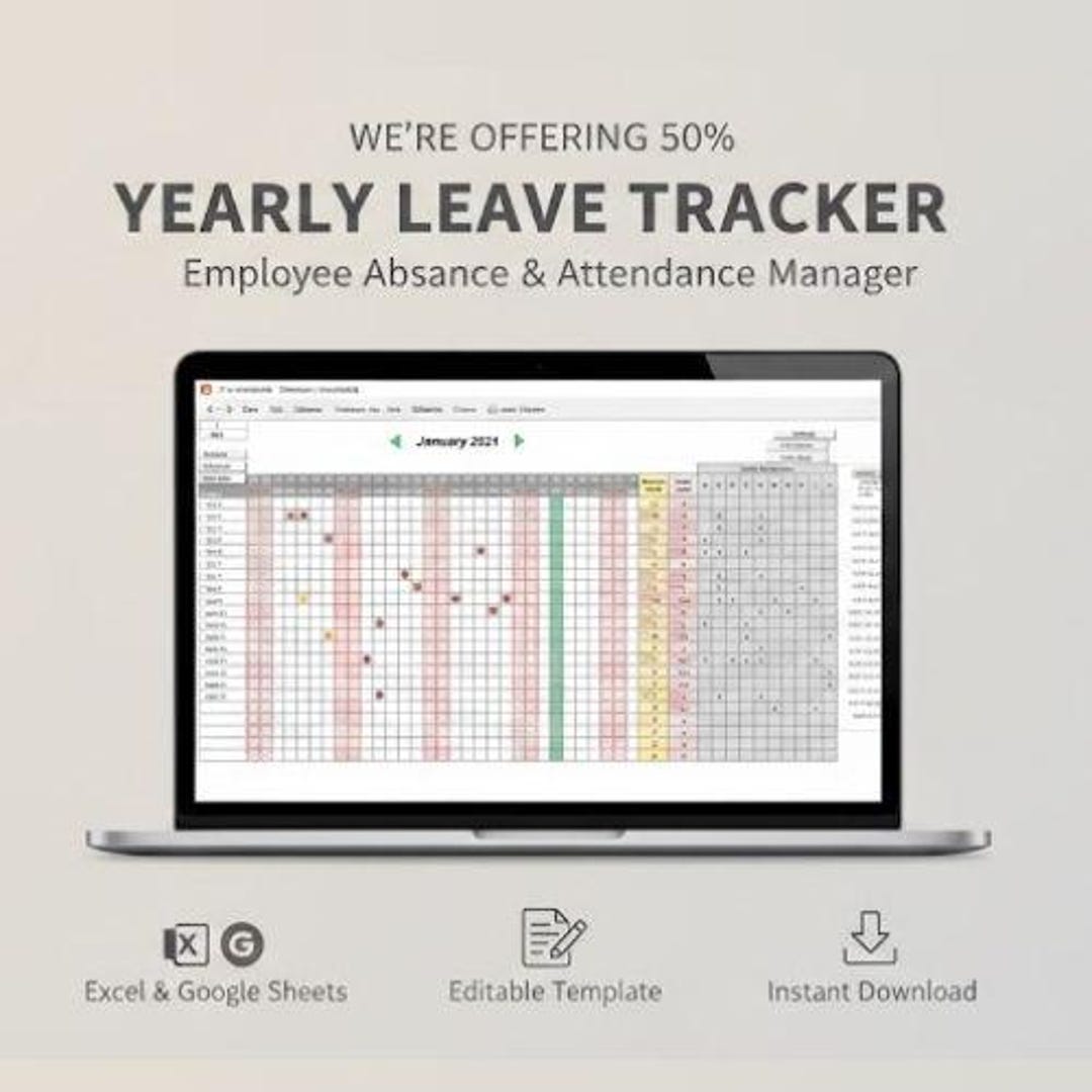 Employee Leave Tracker Excel Template | Yearly Attendance Planner ...