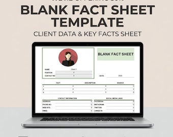 Blank Fact Sheet Template | Client Information Data Log | Key Facts Profile Spreadsheet | Business Contact Summary | Excel Google Sheets