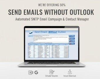 Szablon nadawcy wiadomości e-mail SMTP w programie Excel | Zautomatyzowany menedżer zbiorczy | Wysyłaj bez programu Outlook | Integracja z Gmailem i SMTP | Lista kontaktów