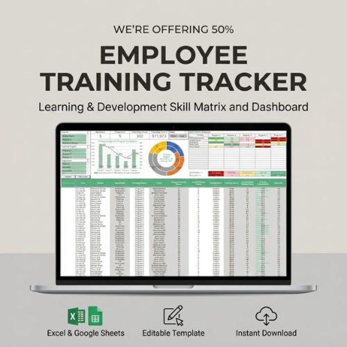 Employee Training Tracker Excel Template | Skill Matrix Dashboard ...