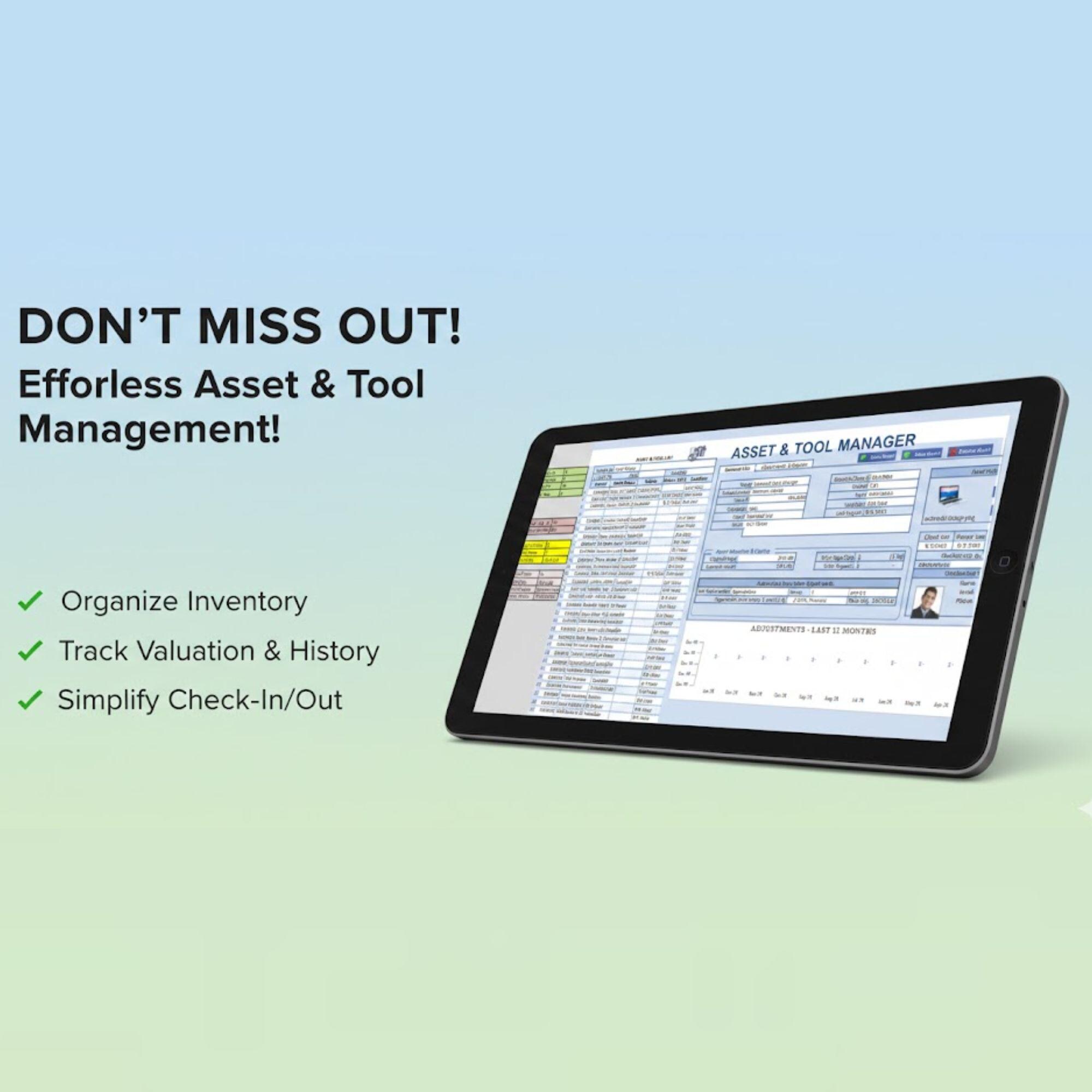 Asset & Tool Manager Excel Template | Equipment Tracker - Inventory ...