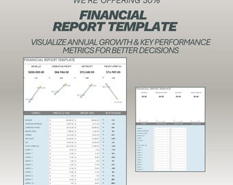 Spreadsheet financieel jaarverslag | Dashboard bedrijfsprestaties en samenvatting winstverlies | Tracker voor belangrijke statistieken | Excel-sjabloon