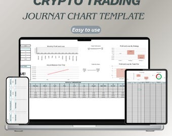 Crypto Trading Journal Chart Sheet for Excel Google Sheets | Trade Log Performance Tracker Analytics Dashboard