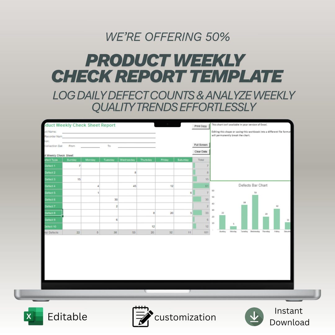 Product Weekly Check Sheet Report | Defect Tracker Spreadsheet ...