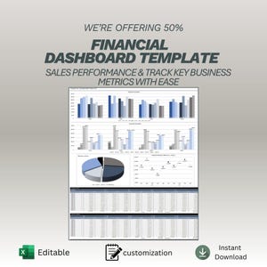 Tabelle für Dashboards | Sales Performance Tracker & Business KPI Monitor notion | Umsatz-Planer | Excel Vorlage