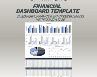 Spreadsheet financieel dashboard | Sales Performance Tracker & Business KPI Monitor begrip | Inkomstenanalyseplanner | Excel-sjabloon