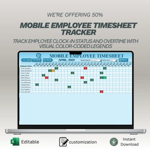 Tidrapport och närvarorapport för anställda | Övertidsräknare för personalskift | Hanterare för in- och utstämpling | Excel-mall för Google-ark