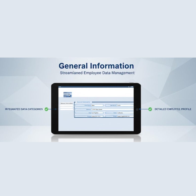 Employee Data Management Interface Employee Information Excel Template | Vertical Tabs HR Manager ...