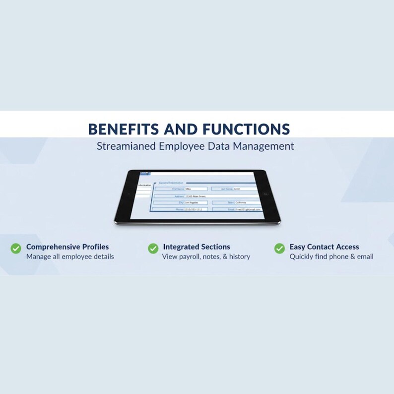 Employee Data Management Interface Employee Information Excel Template | Vertical Tabs HR Manager ...