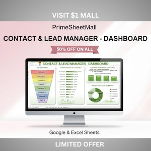 Excel-mall för Lead Prospect Manager | Försäljningsspårning och CRM-pipeline-instrumentpanel | Kalkylblad för prospekthantering i Google Sheets