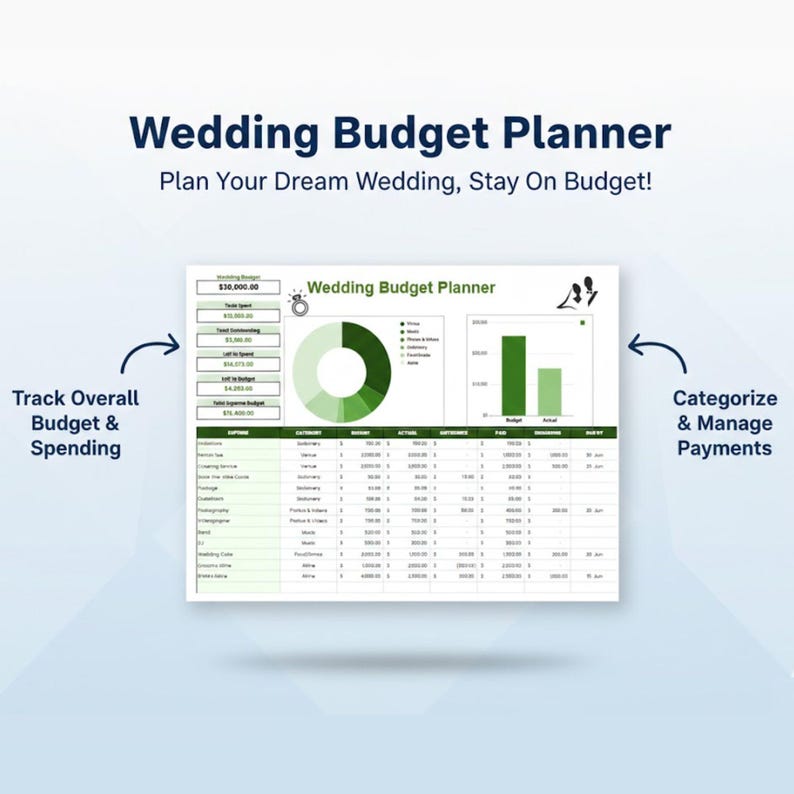 Wedding Budget Planner Excel Template | Automated Expense Tracker ...