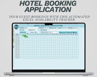 Excel-sjabloon hotelboekingbeheer | Gastreserveringstracker | Kamerbeschikbaarheidskalender en maandelijkse huurspreadsheet