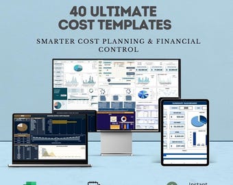 Paquete de más de 40 plantillas de costos definitivas / Excel y Google Sheets / Seguimiento de costos de proyectos, gastos y presupuestos