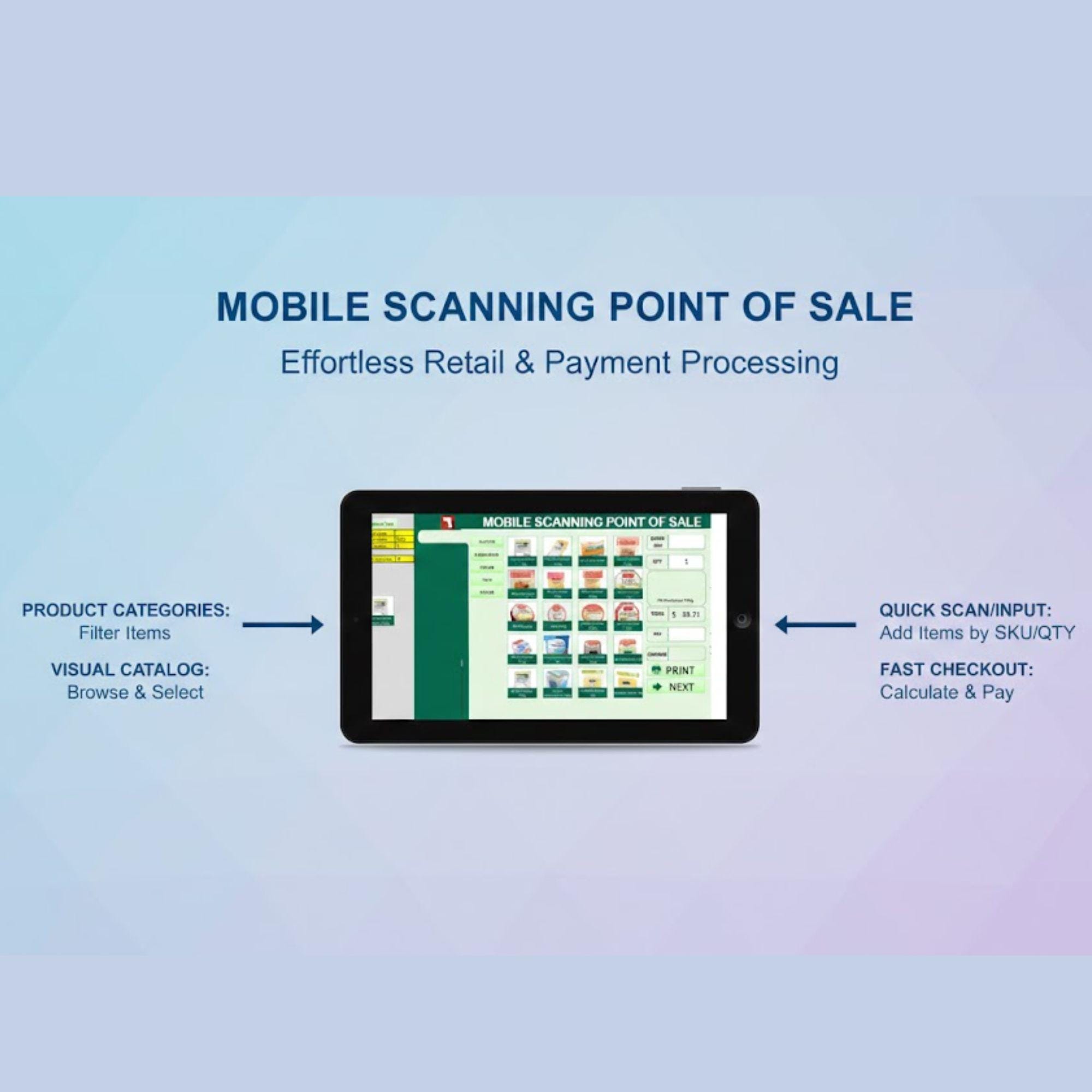 Mobile Scanning Point of Sale Excel Template | Automated Inventory POS ...