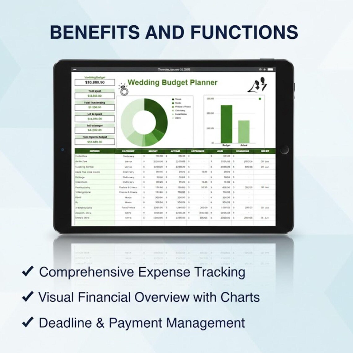 Wedding Budget Planner Excel Template | Automated Expense Tracker ...