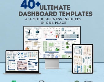 Pack de plus de 40 modèles de tableaux de bord Excel | Indicateurs clés de performance (KPI), budget, ventes, RH, finance, marketing et analyses