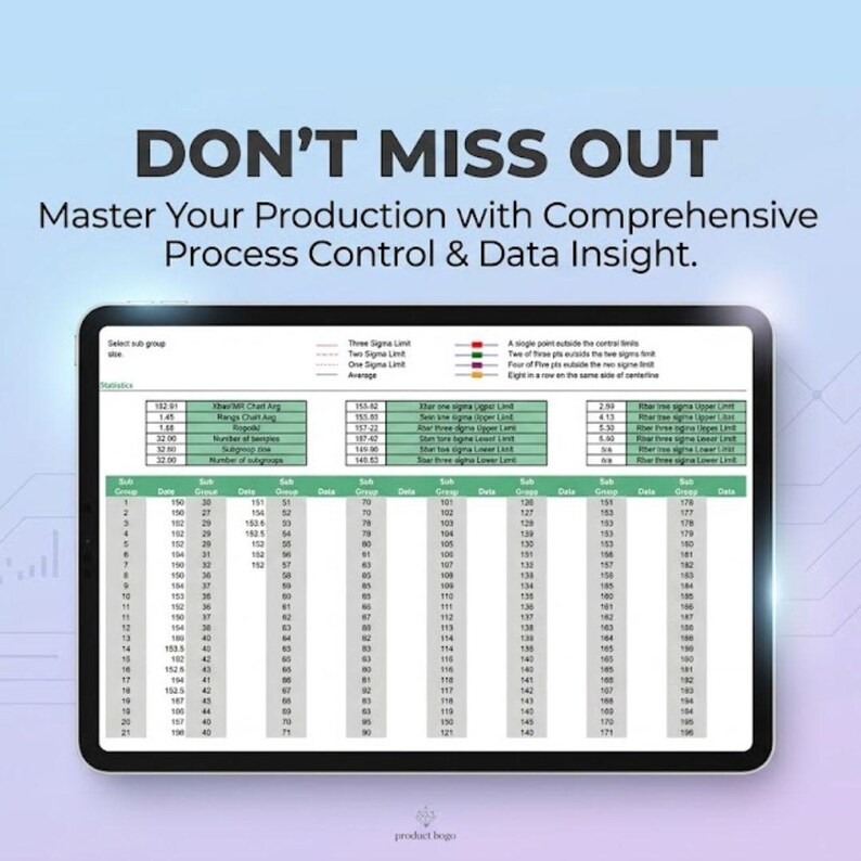 Statistical Process Control SPC Template | Chart Range Spreadsheet ...