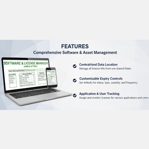 Software License Manager Template | Digital Asset Tracker | Subscription Expiry Log | Application Key Database | Excel Spreadsheet image 3