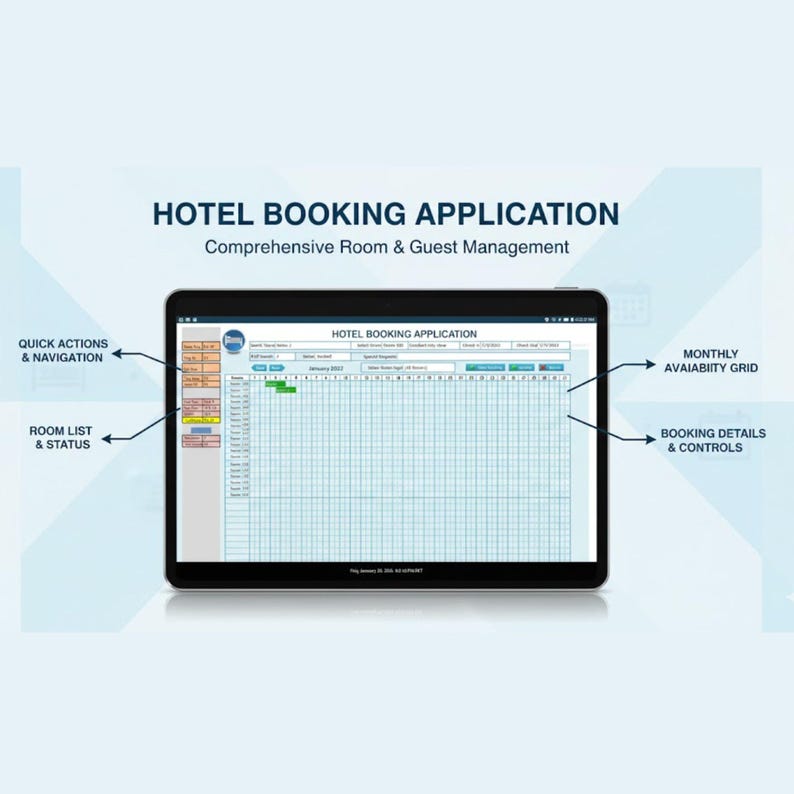 Hotel Booking Management Excel Template | Guest Reservation Tracker ...