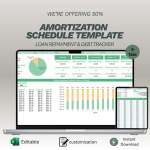 Loan Amortization Schedule Spreadsheet | Mortgage Payment Calculator & Debt Repayment Tracker | Monthly Interest   Breakdown for Excel