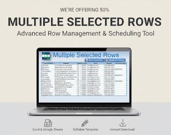 Beheertool voor meerdere geselecteerde rijen | Gegevensplanning en bulkverwijdering | Excel-sjabloon voor Google Spreadsheets Organizer